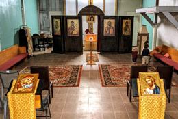 The iconostasis at the new mission parish.